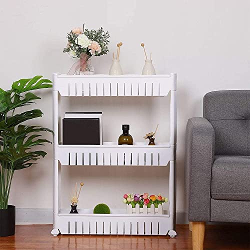 VISHVA 3 Layer Storage Organizer Slim Rack Shelf with Wheels for Easy Movement | Durable Plastic, white - Image 2