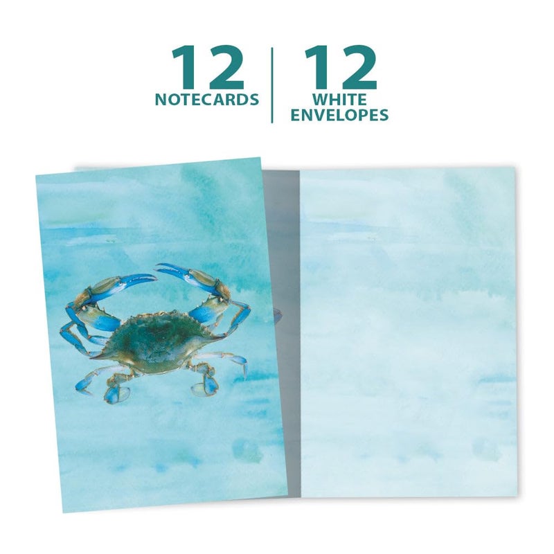 Tree-Free Greetings Blue Crab All Occasion Cards - 12 Recycled 4x6 Notecards & White Envelopes, Thick Cardstock, Sustainably Made in USA - Watercolor Ocean Art - Image 5