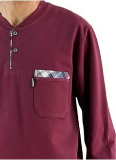 Jet Men Winter Pajama Set Long Sleeve &Carreau Bottom- Burgundy  - Image 2