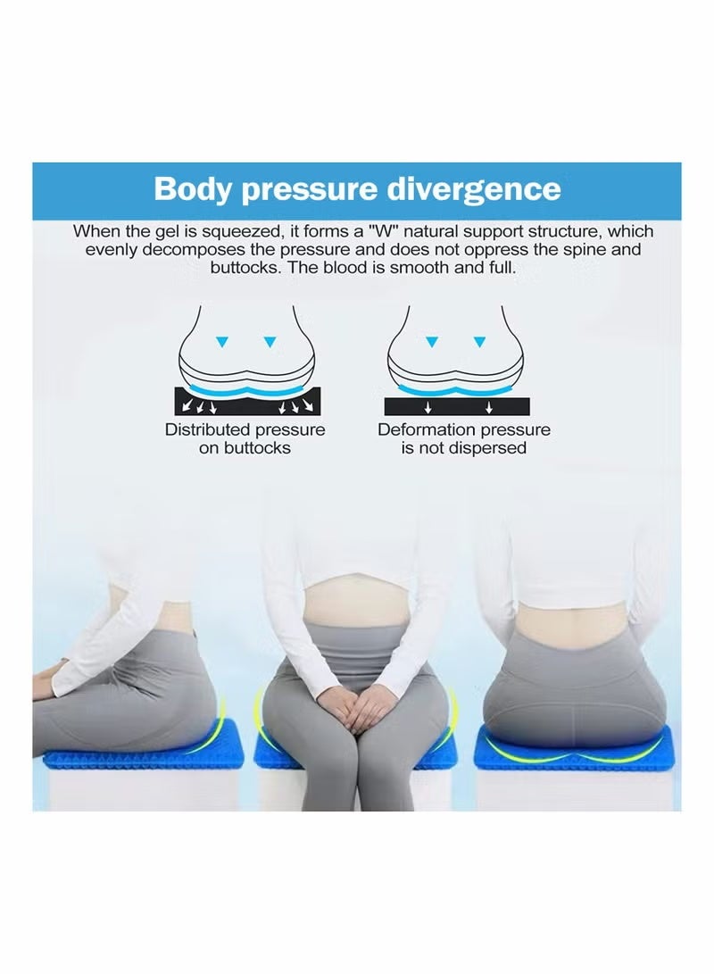 Gel Seat Cushion, Cooling Seat Cushion Thick Big Breathable Honeycomb Design, Absorbs Pressure Points Seat Cushion with Non-slip Cover Gel Cushion for Office Chair Home Car Seat Cushion for Wheelchair ﻿ - Image 2