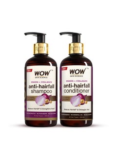 WOW Skin Science Onion Oil Shampoo & Conditioner Kit With Red Onion Seed Oil Extract Black Seed Oil & Provitamin B5 (Shampoo + Conditioner) 600 Ml  - Image 1