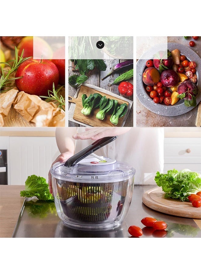 DUNISO 5L Salad Spinner ,One-handed Easy Press Large Vegetable Dryer, with Secure Lid Lock & Rotary HandleDry Water， Quickly,Vegetable Washer Spinner Dryer,for Washing Vegetable  - Image 3