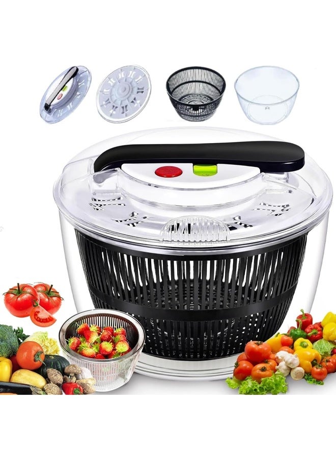 DUNISO 5L Salad Spinner ,One-handed Easy Press Large Vegetable Dryer, with Secure Lid Lock & Rotary HandleDry Water， Quickly,Vegetable Washer Spinner Dryer,for Washing Vegetable  - Image 1