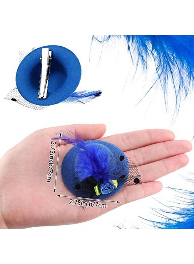 Mtlee 12 Pieces Tea Party Hats For Little Girls Mini Hat Hair Clip Mini Top Hat Fascinator Decorative With Flowers Faux Feather Mesh Bow Hair Barrette Hair Hairpin For Kids Toddler Girls Costume Accessory - Image 4
