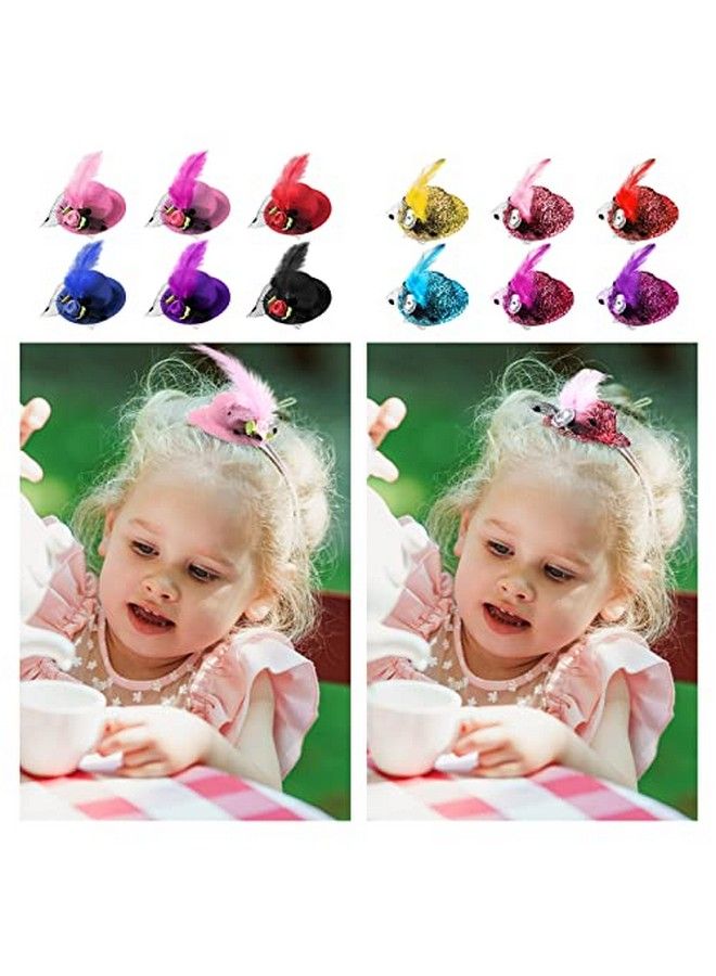 Mtlee 12 Pieces Tea Party Hats For Little Girls Mini Hat Hair Clip Mini Top Hat Fascinator Decorative With Flowers Faux Feather Mesh Bow Hair Barrette Hair Hairpin For Kids Toddler Girls Costume Accessory - Image 5