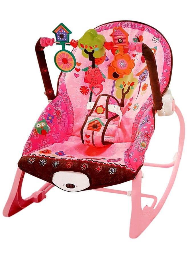 Toyshine Infant To Toddler Rocker Chair With Calming Vibrations Metal Frame Pink - Image 1