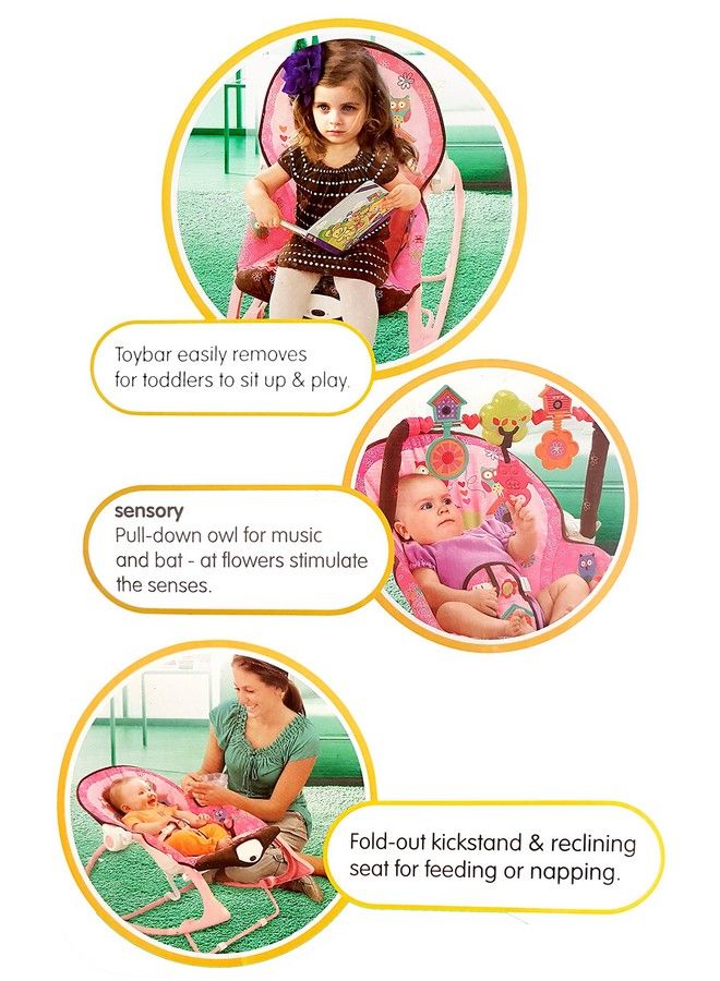Toyshine Infant To Toddler Rocker Chair With Calming Vibrations Metal Frame Pink - Image 3