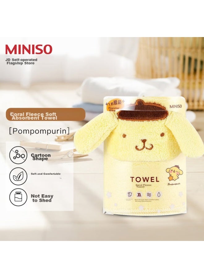 ميني سو Miniso Pompompurin منشفة الفيل السلسة الماصة من البولار، منخفضة التساقط، للاستخدام المنزلي، لغسيل الوجه والاستحمام، 80x30 سم - Image 1