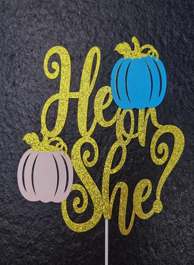 MZ.ogm Pumpkin Gender Reveal Decorations Fall Gender Reveal Decorations He or She What Will Our Little Pumpkin Be Banner He or She Cake Topper He or She Fall Baby Party Supplies - Image 5
