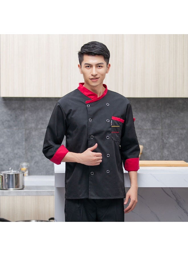 NIBEMINENT Chef Overalls Men's  Thin Summer Kitchen Breathable Fashion Women's Dining Kitchen Restaurant Chef Uniform - Image 1