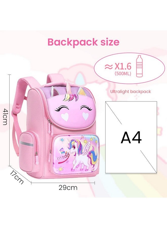 PALAY¬Æ School Backpack for Girls, Kids Unicorn Bag for Girls Stylish Durable Burden Relief Waterproof Backpack for School Girls Kids Bag for Birthday Gift Girl Unicorn Backpack (06 To 12 Years) - Pink - Image 2