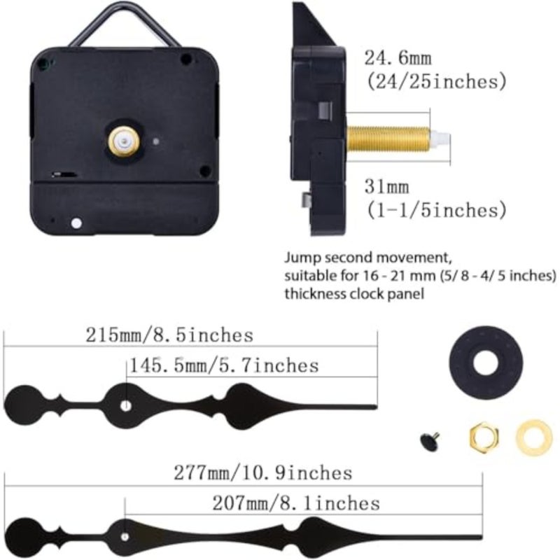 31 mm Quartz Clock Mechanism High Torque Long Shaft Clock Movement Wall Clock Movement Replacement with 2 Spade Hands for DIY Clock Repair Parts - Image 4