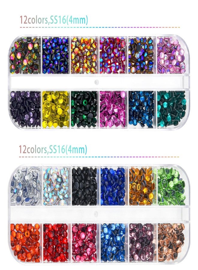 blinginbox Bedazzler Kit Rhinestones 0.15inches SS16(3.8-4mm) 24 Colorful Nail Art Rhinestones Flatback Crystal Gems 2 Boxes for Colthes Wallet Camera Phone Doll Toy DIY Nail Art Decoration - Image 2