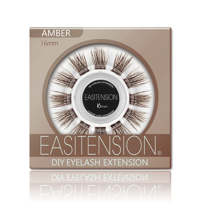 DIY Eyelash Extension 3D Effect Individual Melt Flare Lash Cluster Natural Lashes Set Home Eyelash Extension Lashes Pack 16MMAmber