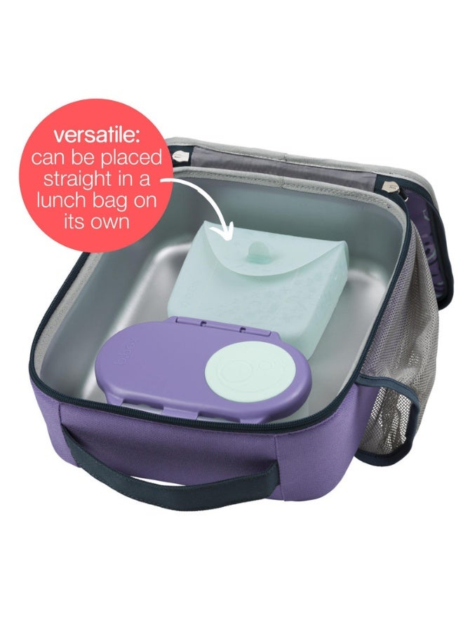 B.Box Silicone Lunch Pocket | Fits Lunch Box Sandwich Compartment | Reusable & Roll-Up Design | 14.5 fl oz | BPA Free-Berry - Image 3