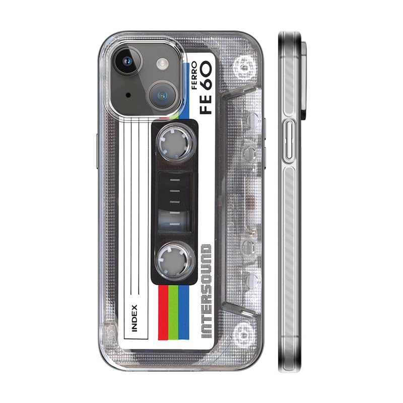 KIOMY ã€Upgradedã€‘ ã€3D Versionã€‘ Case for iPhone 14 and for iPhone 13, 3D Effect Silver with Cassette Tape Design, Music Classic Retro 80â€™s Type IMD Laser Shockproof Silicone Protective Phone Cover Cool - Image 1