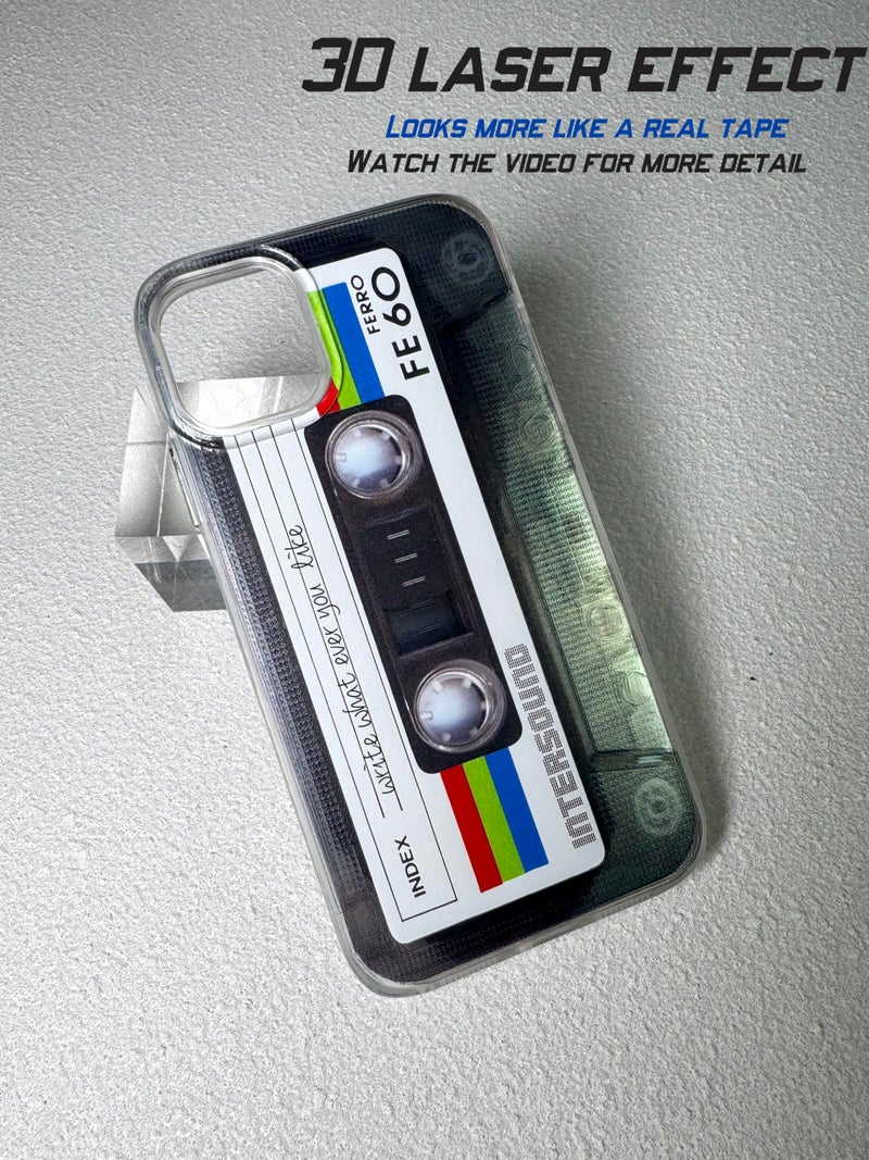 KIOMY ã€Upgradedã€‘ ã€3D Versionã€‘ Case for iPhone 14 and for iPhone 13, 3D Effect Silver with Cassette Tape Design, Music Classic Retro 80â€™s Type IMD Laser Shockproof Silicone Protective Phone Cover Cool - Image 2