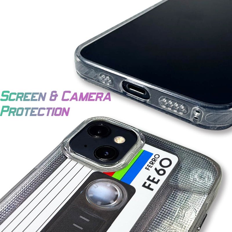 KIOMY ã€Upgradedã€‘ ã€3D Versionã€‘ Case for iPhone 14 and for iPhone 13, 3D Effect Silver with Cassette Tape Design, Music Classic Retro 80â€™s Type IMD Laser Shockproof Silicone Protective Phone Cover Cool - Image 3