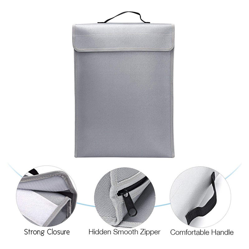 Portable Fireproof Document Bag Holder Pouch Home Office Safe Bag Fire& Water File Folder Safe Storage for Laptop Jewelry Cash Valuables 400* 300* 65mm - Image 4
