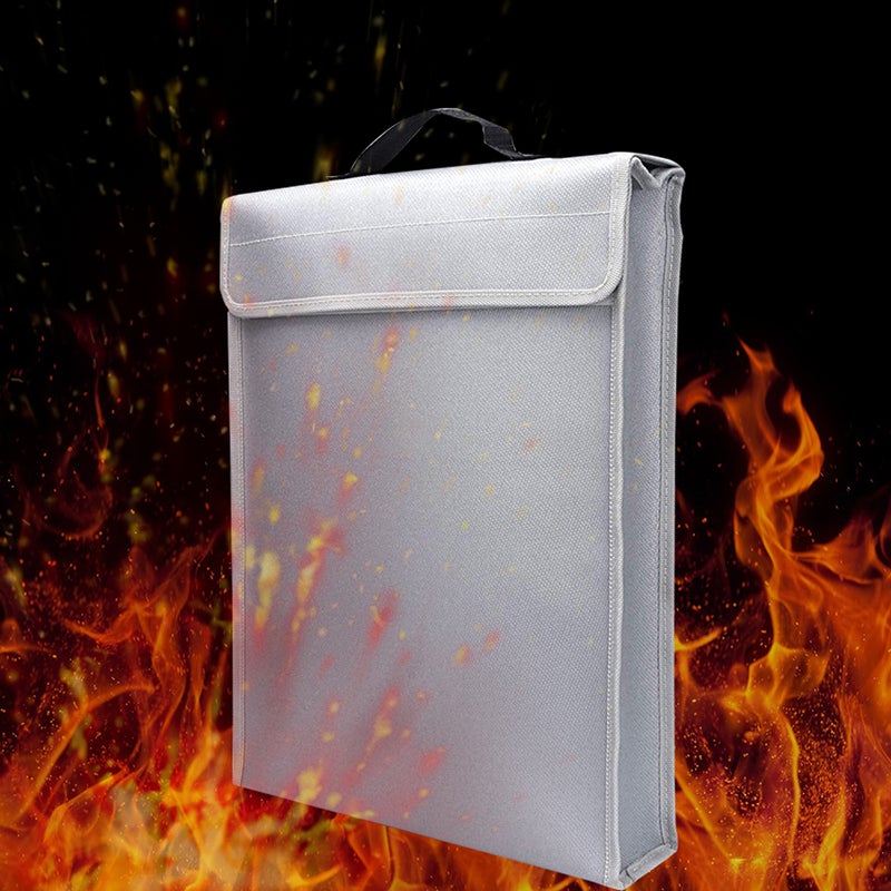 Portable Fireproof Document Bag Holder Pouch Home Office Safe Bag Fire& Water File Folder Safe Storage for Laptop Jewelry Cash Valuables 400* 300* 65mm - Image 1