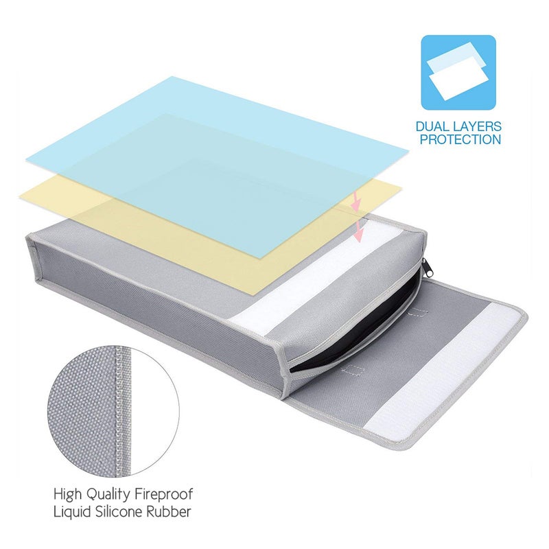 Portable Fireproof Document Bag Holder Pouch Home Office Safe Bag Fire& Water File Folder Safe Storage for Laptop Jewelry Cash Valuables 400* 300* 65mm - Image 5
