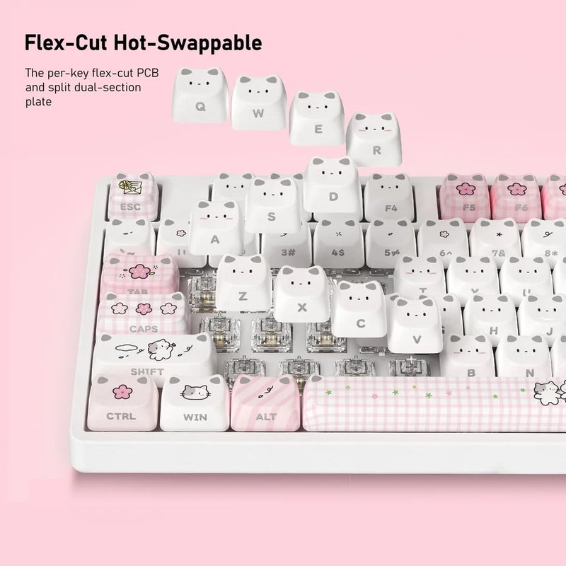 Akko 5108 V5 Shiny Kitten Mechanical Keyboard, MAO Profile, 108 Keys Full Size, Flex-Cut, Hot-Swap, 8K Rgb, Tri-Mode - Image 5