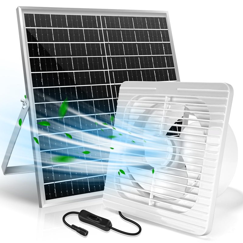 Tagefa Solar Powered Exhaust Fan 22W Solar Panel with 8 Brushless Fan for Shed Ventilation Solar Fans for Outside Greenhouse Home Chicken Coop Outdoor