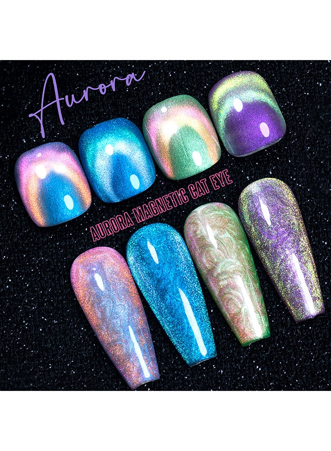 brunson Cat Eye Gel Polish 15ml Aurora Reflective Sparkly Diamond Gel Effect Magnetic French Manicure Pedicure Gel Nail Polish Salon Quality Chip Resistant Gel Nail Extensions UV Gel Nail Paint for Nail Art - Image 4