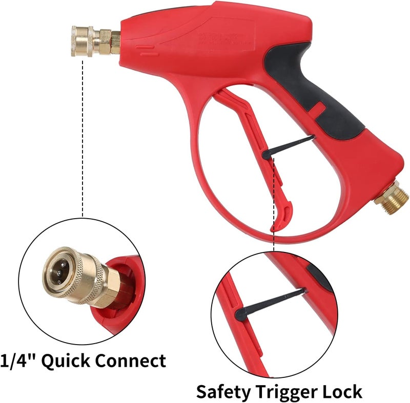 Sooprinse Short Pressure Washer Gun 3000 PSI, 7 Inch Replacement Extension Curved Wand, 5 Nozzle Tips, M22-14 Inlet - Image 3