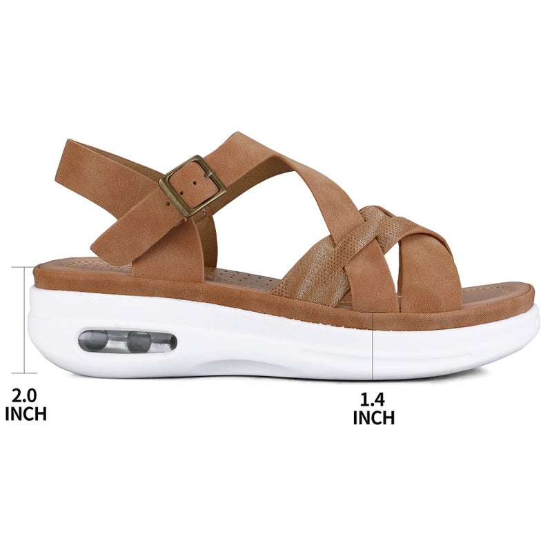mysoft Women's Walking Sandals Comfortable Air Cushioned Support Ankle Strap Dress Sandals - Image 4