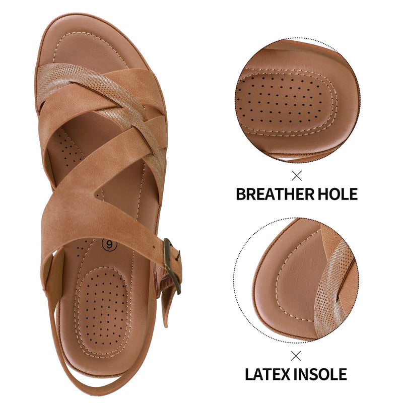 mysoft Women's Walking Sandals Comfortable Air Cushioned Support Ankle Strap Dress Sandals - Image 5