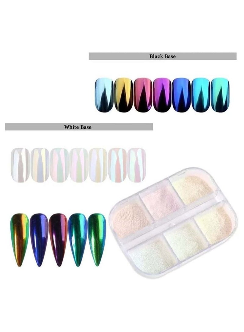 Captaintech Chrome Nail Powder Metallic Mirror Effect Pigment Chrome Iridescent Pearl Mica Powder Mirror Laser Aurora Nail Powder Aurora Powder  for Nail Art - Image 3