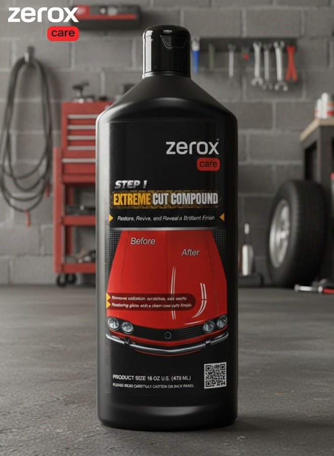زيروكس 4 عبوات من Zerox Care Extreme Cut Compound سعة 473 مل – ملمع سيارات قوي الفعالية لإزالة الخدوش والدوامات والأكسدة، يمنح لمعاناً فائقاً ويُعدّل عيوب الطلاء بأمان دون الإضرار بالطبقة الشفافة. - Image 2