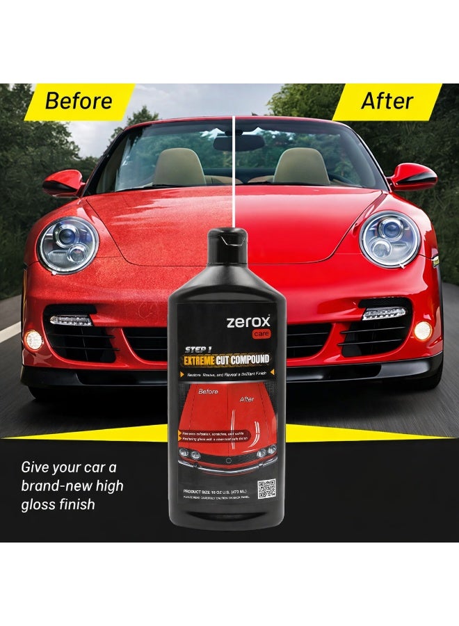 زيروكس 4 عبوات من Zerox Care Extreme Cut Compound سعة 473 مل – ملمع سيارات قوي الفعالية لإزالة الخدوش والدوامات والأكسدة، يمنح لمعاناً فائقاً ويُعدّل عيوب الطلاء بأمان دون الإضرار بالطبقة الشفافة. - Image 4