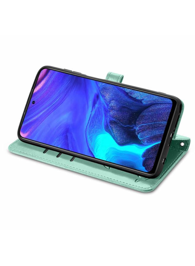 اس-توب جراب لهاتف Infinix Note 10 Pro، جراب جلدي أفقي قابل للطي بنقشة قطة وكلب جميلة، مع حامل وفتحات للبطاقات ومحفظة ومشبك كرتوني وحبل تثبيت - Image 4