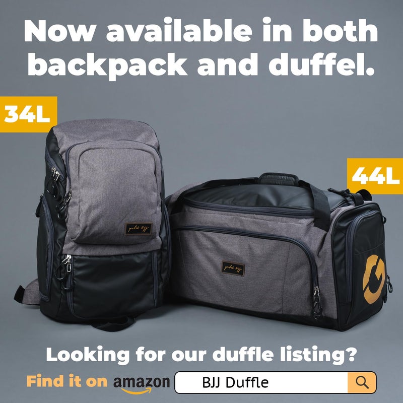 Gold BJJ حقيبة ظهر جيو جيتسو ذهبية - حقيبة جيم قوية مع جيب مقاوم للماء (أسود) - Image 4