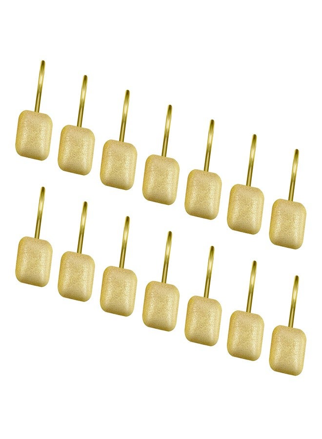 Sunlit Gold Shower Curtain Hooks, Square Metal Home Decorative Shower Curtain Rings for Bathroom, Modern Shower Curtain Hangers Bathroom Accessories, Set of 12 - Image 3