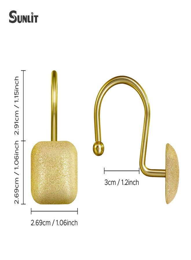 Sunlit Gold Shower Curtain Hooks, Square Metal Home Decorative Shower Curtain Rings for Bathroom, Modern Shower Curtain Hangers Bathroom Accessories, Set of 12 - Image 2