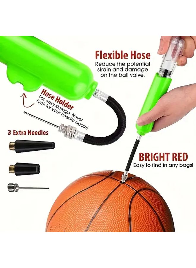 4Pcs Multifunctional Portable Handheld Air Pump Red For Bikes Basketball Soccer Manual Inflation Device With Hose Ergonomic Handle Outdoor Sports Equipment - Image 4