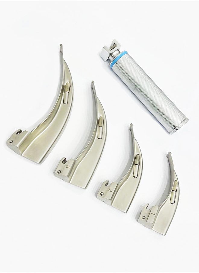 BIONEX Laryngoscope Intubation Kit with 4 Curved Blades 1 Handle Stainless Steel + Carrying Case  - Image 1