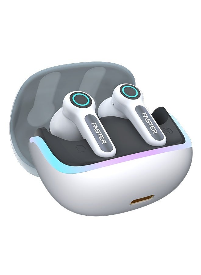 Faster NEONIX FBT 460 Wireless Earbuds, Bluetooth 5.3, ENC/ANC Noise Canceling, Dual Mic, 13mm Bass Driver, 6H Playback, Game Mode, IPX4, Type-C Fast Charging, Auto Pair, Android/iOS, 500mAh Case (Drift White)  - Image 1