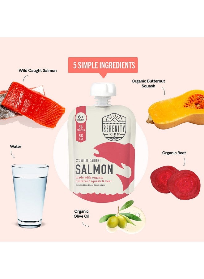 Serenity Kids 6+ Month Baby Food Puree Pouches with Wild Caught Salmon, Butternut Squash & Beet - Ethically Sourced Meat & Organic Veggies - 3.5 Oz BPA-Free - 12 Count - Image 2