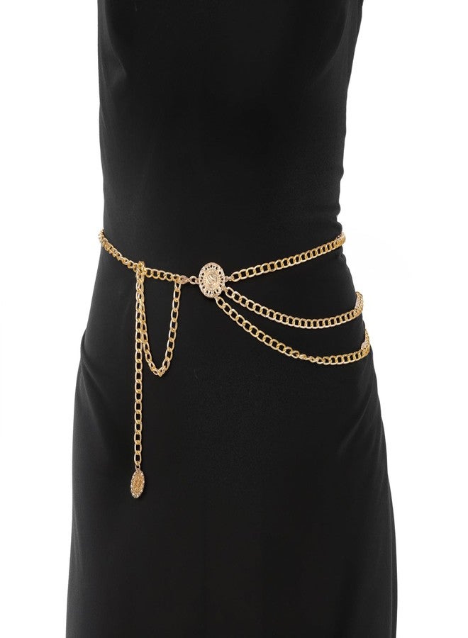 Andibro Multilayer Metal Waist Chain Belt for Women, Adjustable Fashion Gold Body Jewelry for Dresses Jeans(gold) - Image 5