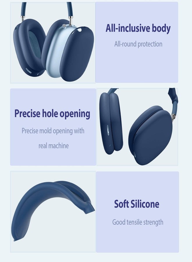 واقي سيليكون من أبل لسماعات AirPods Max - غطاء حماية 3 في 1 مع وسادة أذن، وأكواب أذن، وحماية لعصابة الرأس (أزرق) - Image 4