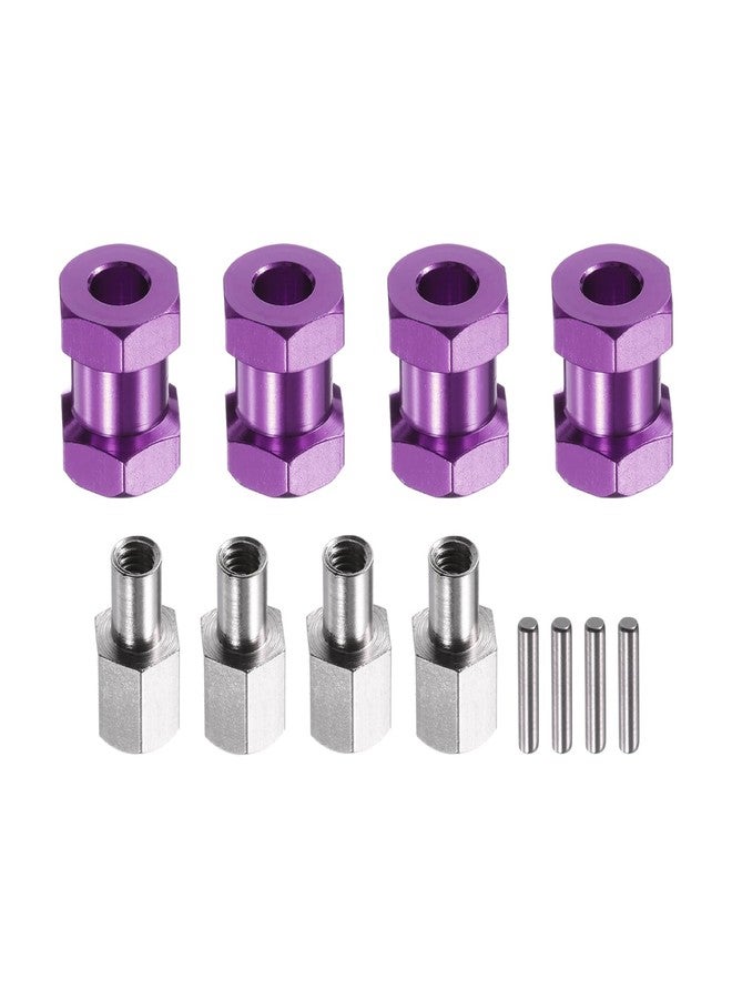 MECCANIXITY 4pcs 12mm Wheel Hex Drive Hubs Adapter Combiner Coupler, Aluminum 15mm Extension with Nut Latch for 1/10 RC Crawler Car Parts, Purple - Image 1