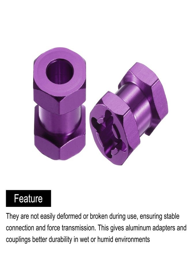 MECCANIXITY 4pcs 12mm Wheel Hex Drive Hubs Adapter Combiner Coupler, Aluminum 15mm Extension with Nut Latch for 1/10 RC Crawler Car Parts, Purple - Image 4
