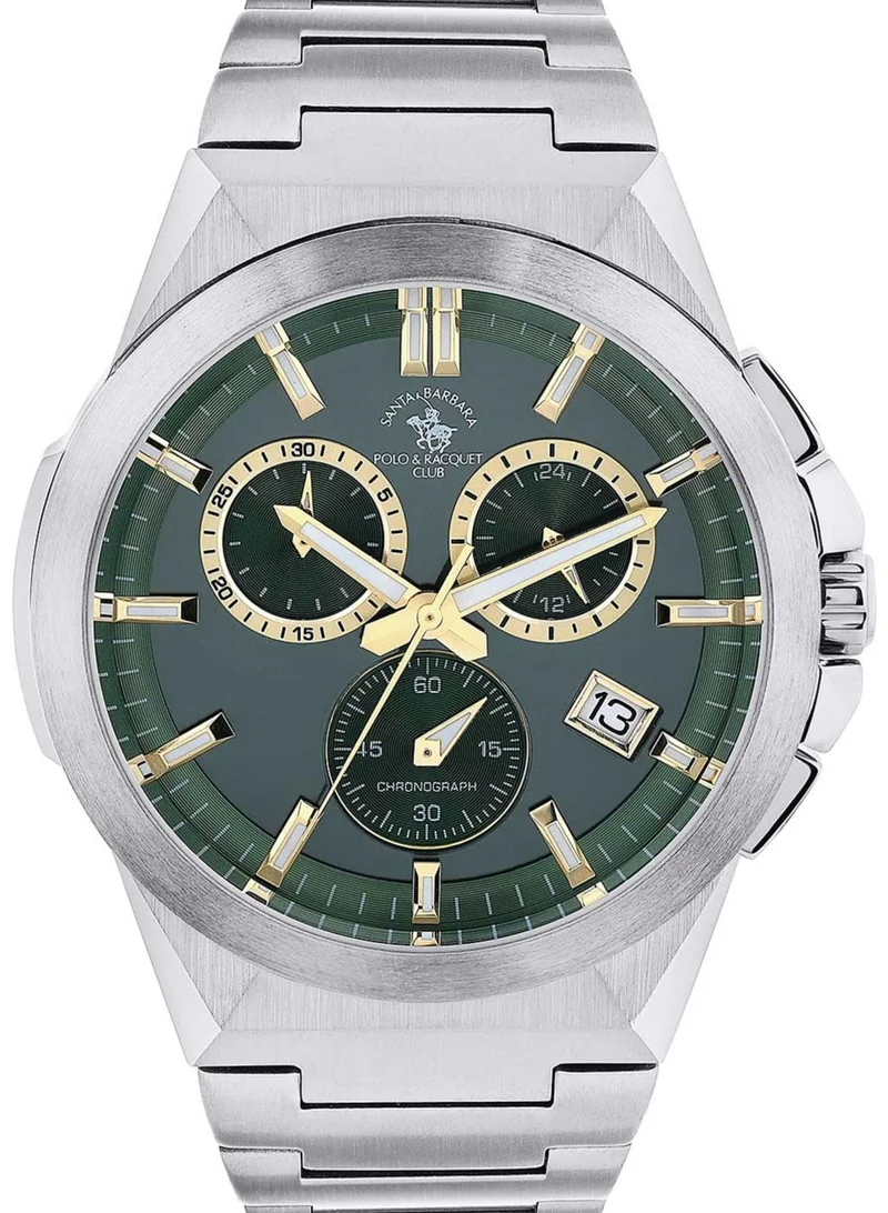 SANTA BARBARA POLO & RACQUET CLUB Santa Barbara Polo & Racquet Club - Men's Watch | Stainless Steel Band with Steel Case | Analog | Round Dial | Mineral Glass | Japanese Quartz | Water Resistance 50 Meters