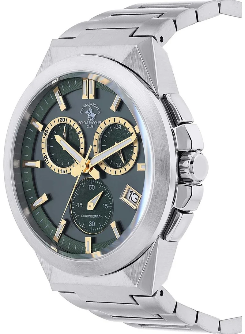 SANTA BARBARA POLO & RACQUET CLUB Santa Barbara Polo & Racquet Club - Men's Watch | Stainless Steel Band with Steel Case | Analog | Round Dial | Mineral Glass | Japanese Quartz | Water Resistance 50 Meters