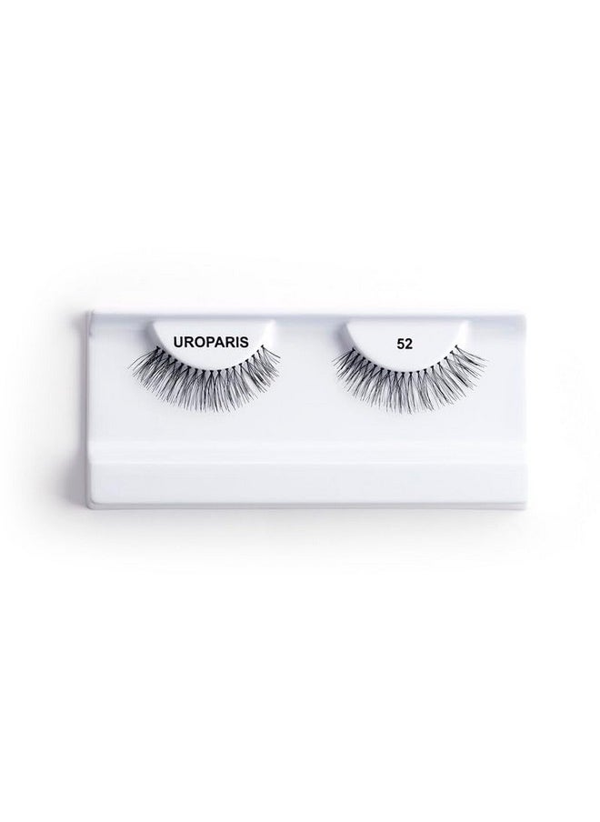 UROPARIS - Uroparis 52 Eyelashes for Women - Tapered Handmade Eye Lashes | Lightweight False Lashes with Premium Virgin Hair | Invisible Band | For Glam Look & Enhance Beauty (Black) - 1 Pair - Image 1