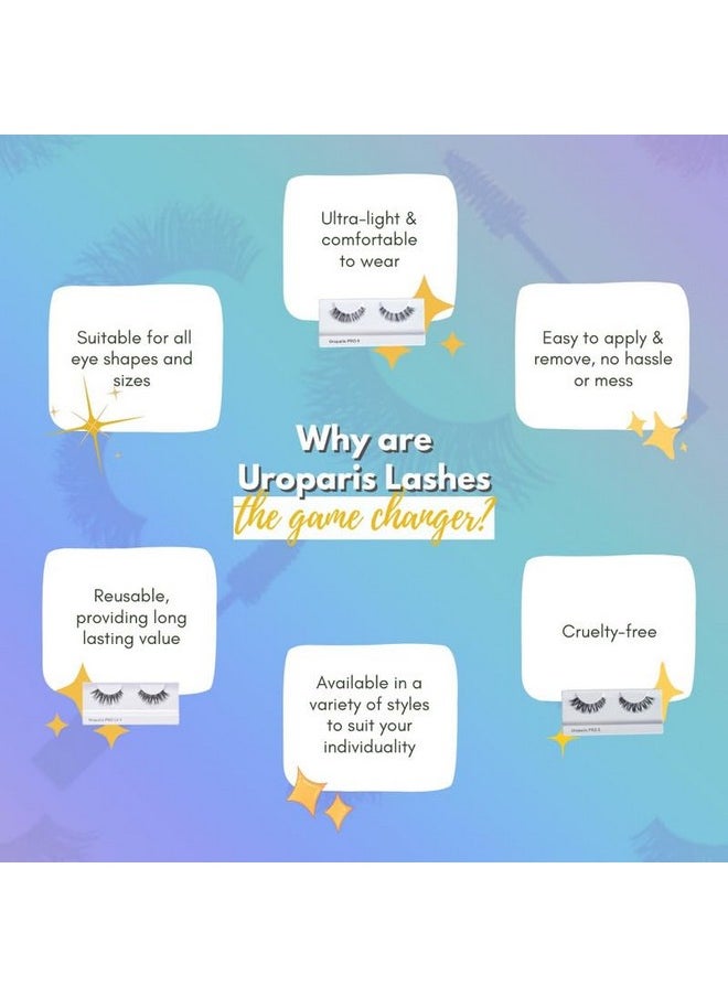 UROPARIS - Uroparis 52 Eyelashes for Women - Tapered Handmade Eye Lashes | Lightweight False Lashes with Premium Virgin Hair | Invisible Band | For Glam Look & Enhance Beauty (Black) - 1 Pair - Image 1